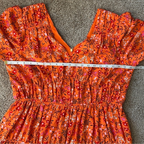 Draper James Apricot Orange Pansy Floral Margo Flutter Sleeve Midi Dress NWT 12 - Picture 6 of 11